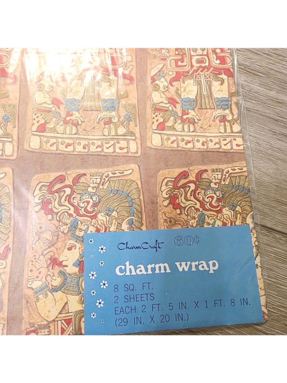 Vtg Charm Craft K'inich Janaab Mayan King Mexico Gfit Wrapping Paper Scrapbook - Picture 3 of 4